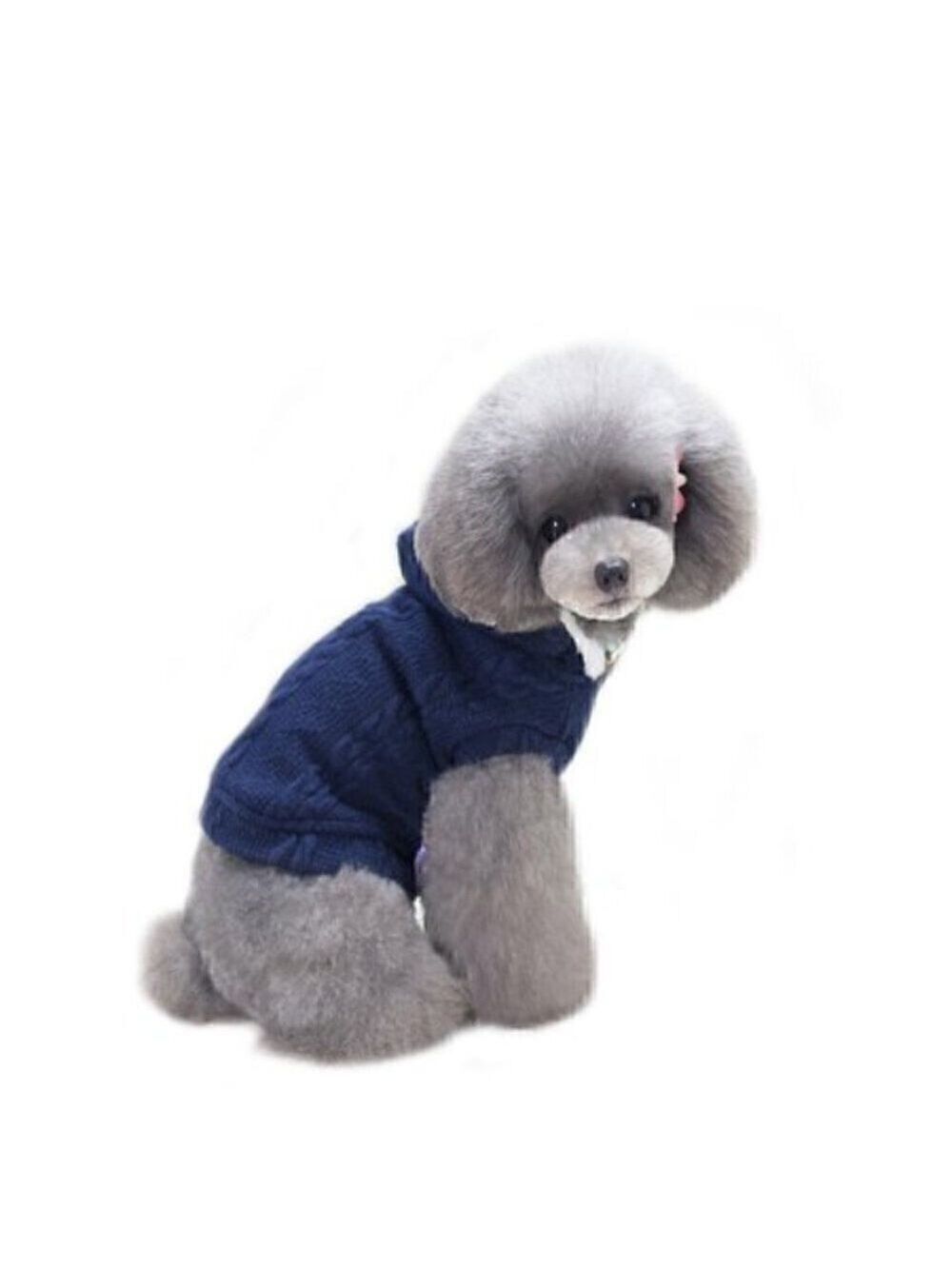 TRADEMARK Baby Dark Blue Cable Knit Fleece Lined Winter Dog Sweater Vest-Size XS